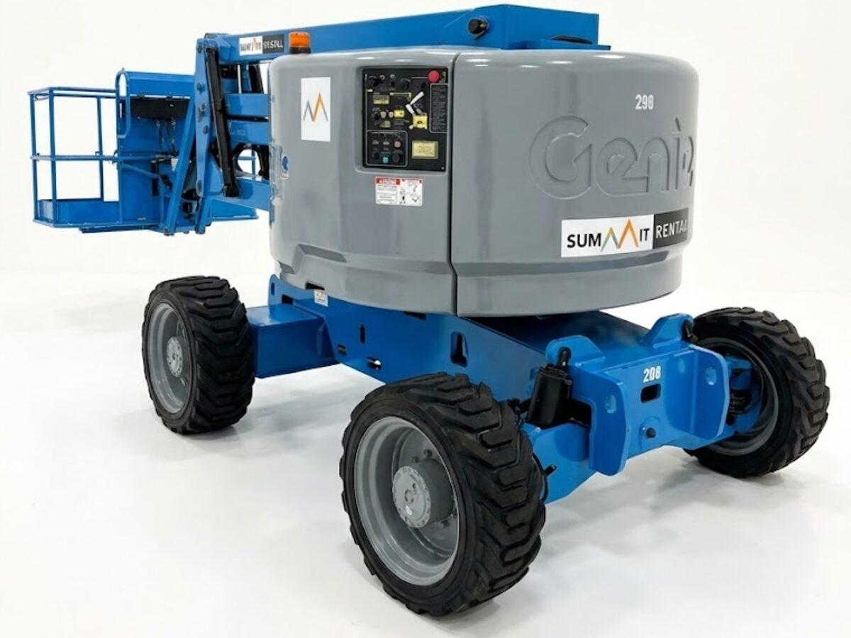 Rear view of the Summit Rentals Genie Z-45/25J RT with 4WD rough terrain tires for Phoenix, AZ job sites