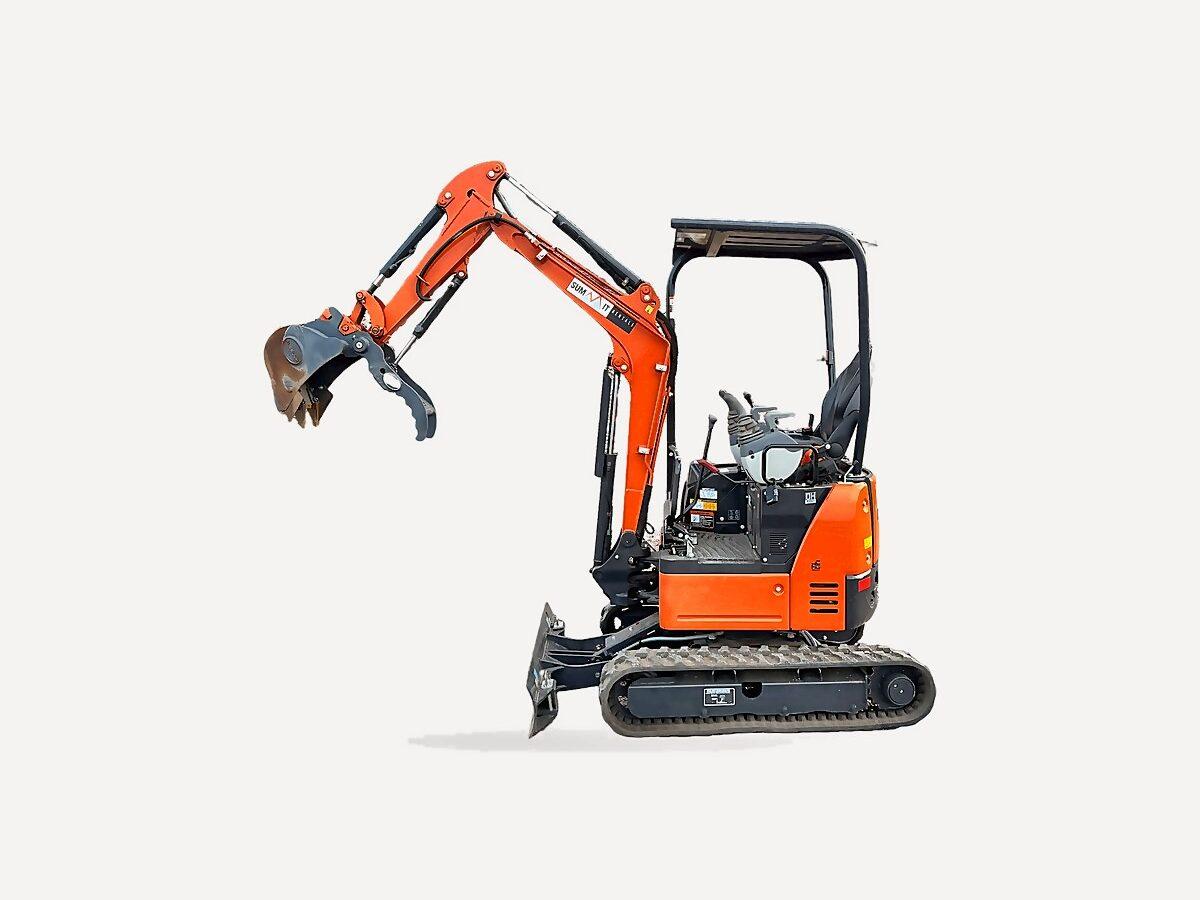 Hitachi ZX17U 4,000 lb class mini excavator with the arm raised and the blade down, delivered to job sites across Phoenix, AZ