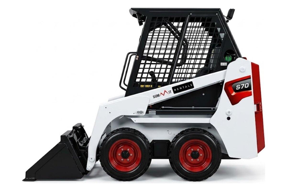 Summit Rentals Bobcat S70 skid steer with a 36 in bucket for rent in Phoenix, AZ, narrow enough for a garden gate