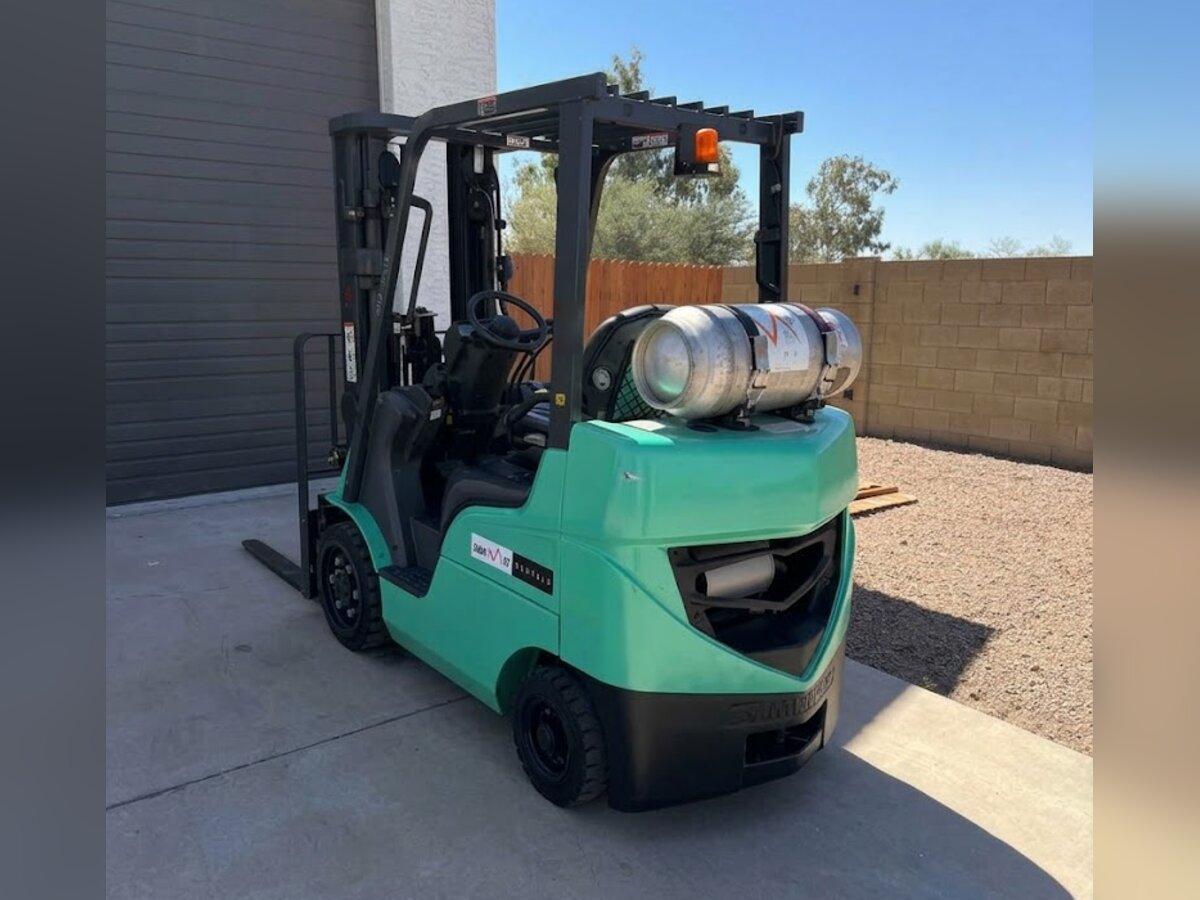 Summit Rentals 5,000 lb propane forklift delivered to a home shop in Apache Junction, AZ